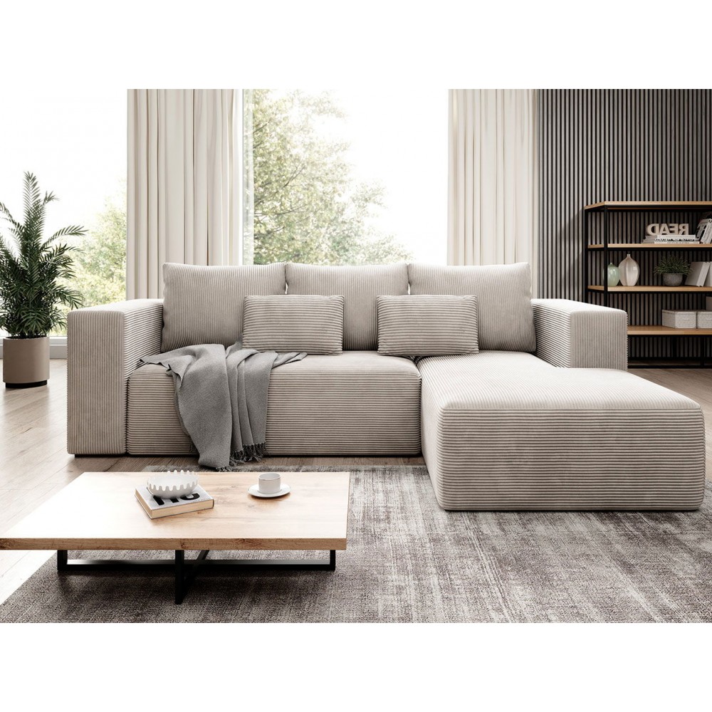 Γωνιακός καναπές Stripes-Δεξιά-Ekrou