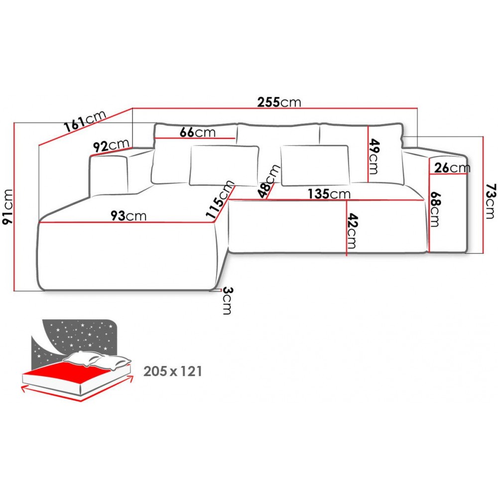 Γωνιακός καναπές Stripes-Δεξιά-Ekrou