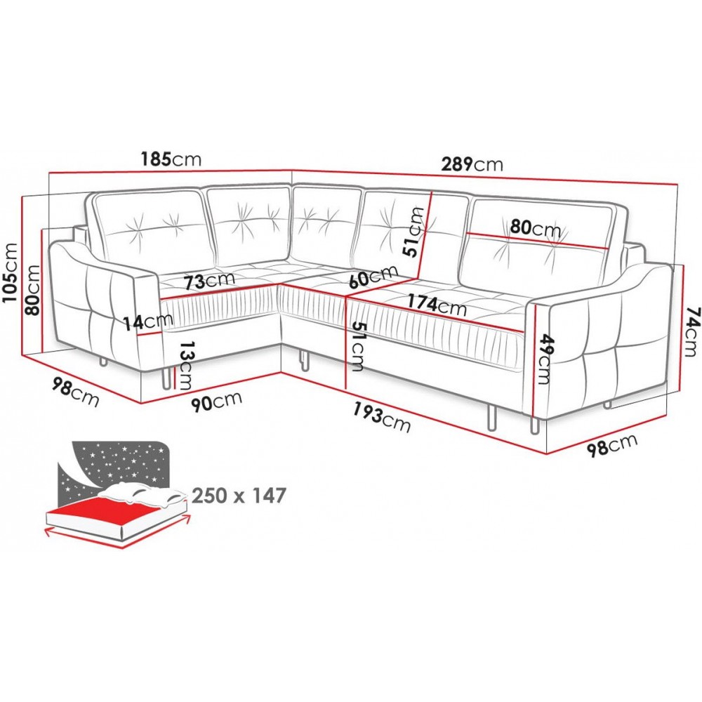 Γωνιακός καναπές Akita L-Αριστερή-Gkri Skouro