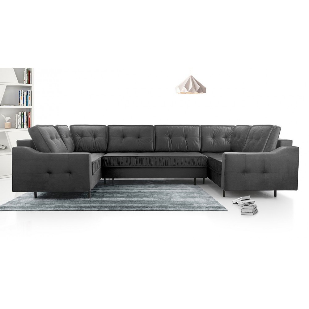 Γωνιακός καναπές Akita U-Gkri Skouro