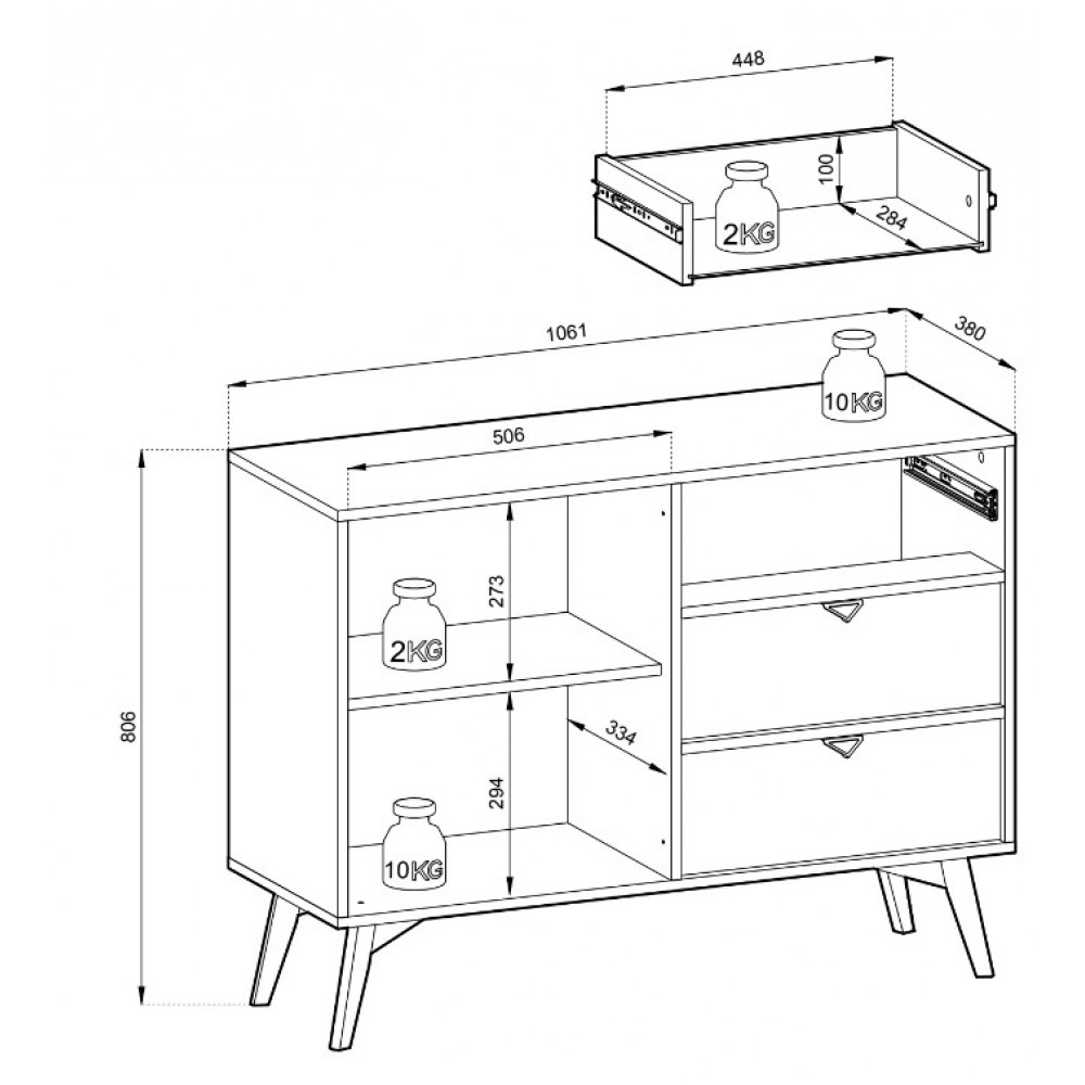 Μπουφές Ernest 1D3S-Menta