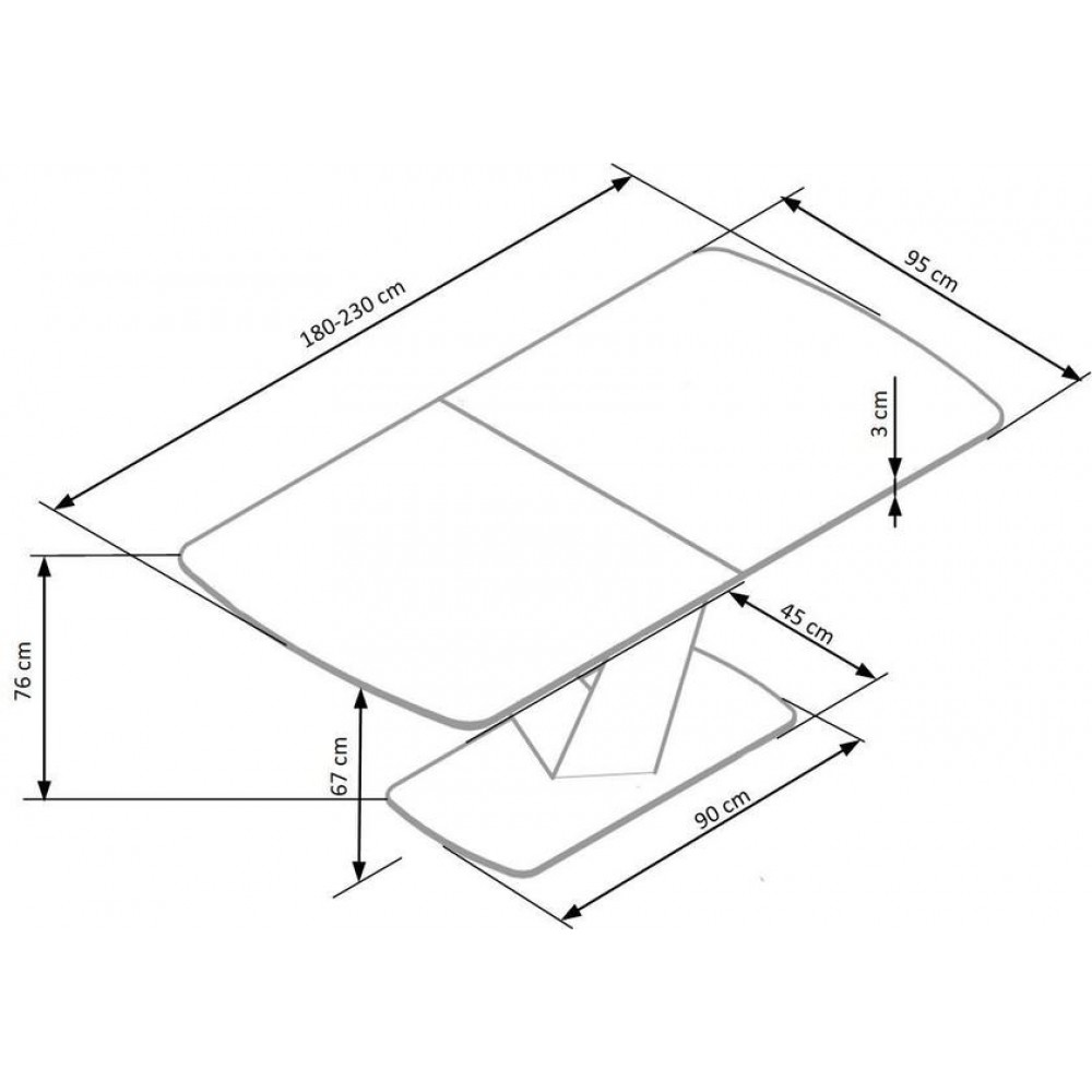 Επεκτεινόμενο τραπέζι Olympia 180x95x76