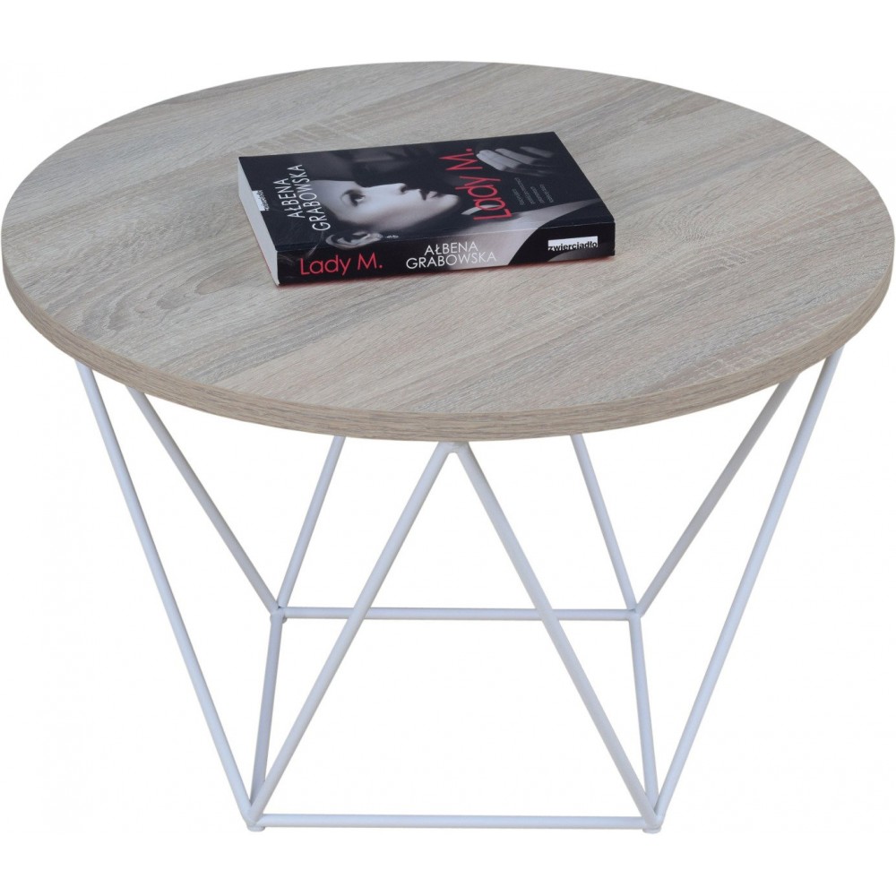 Τραπεζάκι σαλονιού Sofy round-Leuko Fusiko 55x55x37