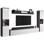 Σύνθετο σαλονιού Paris Xl-Λευκό Γυαλιστερό - Ανθρακί