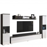 Σύνθετο σαλονιού Paris Xl-Λευκό Γυαλιστερό - Ανθρακί