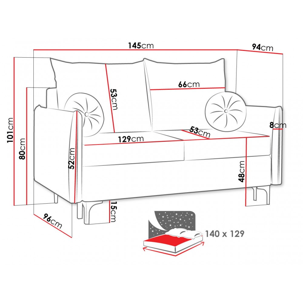 Καναπές - κρεβάτι Leon small-Gkri Skouro