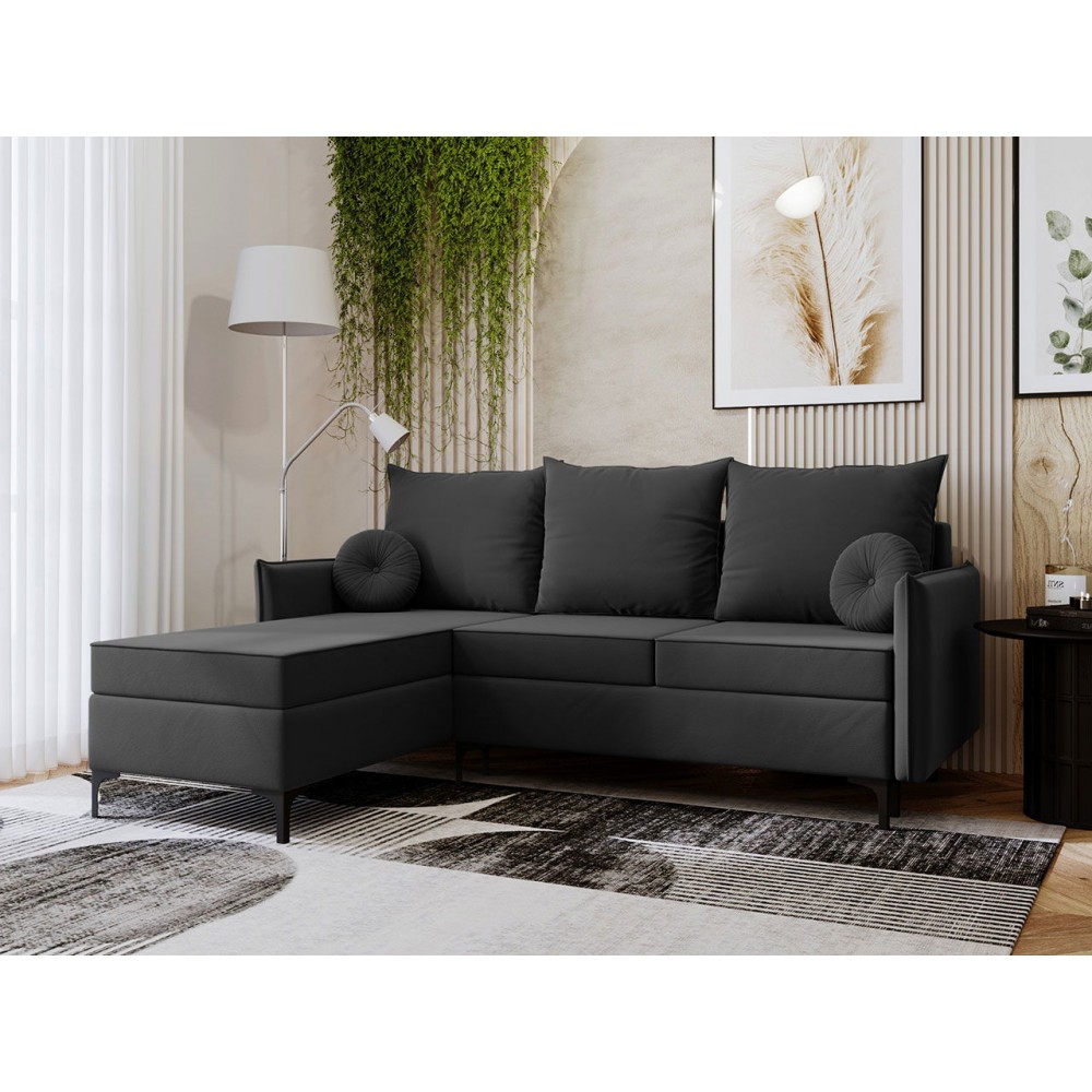 Γωνιακός καναπές Leon L-Gkri Skouro-Αριστερή