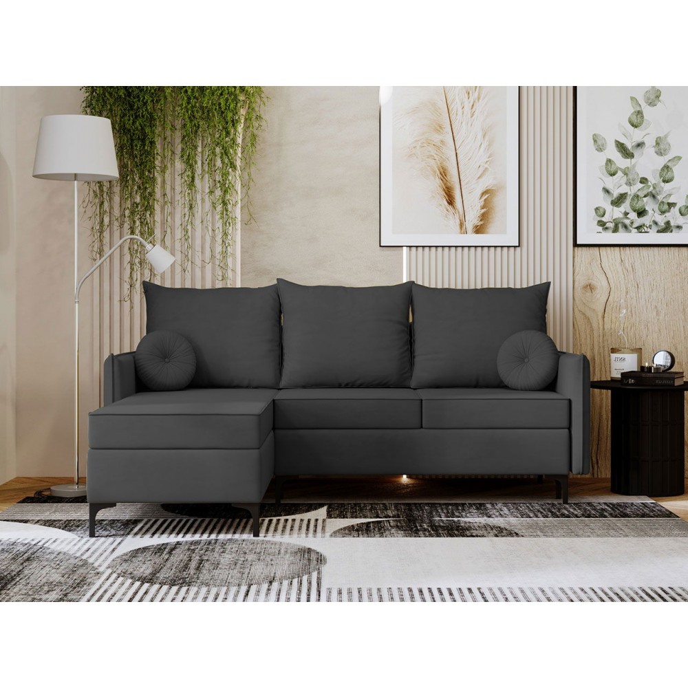 Γωνιακός καναπές Leon L-Gkri Skouro-Αριστερή