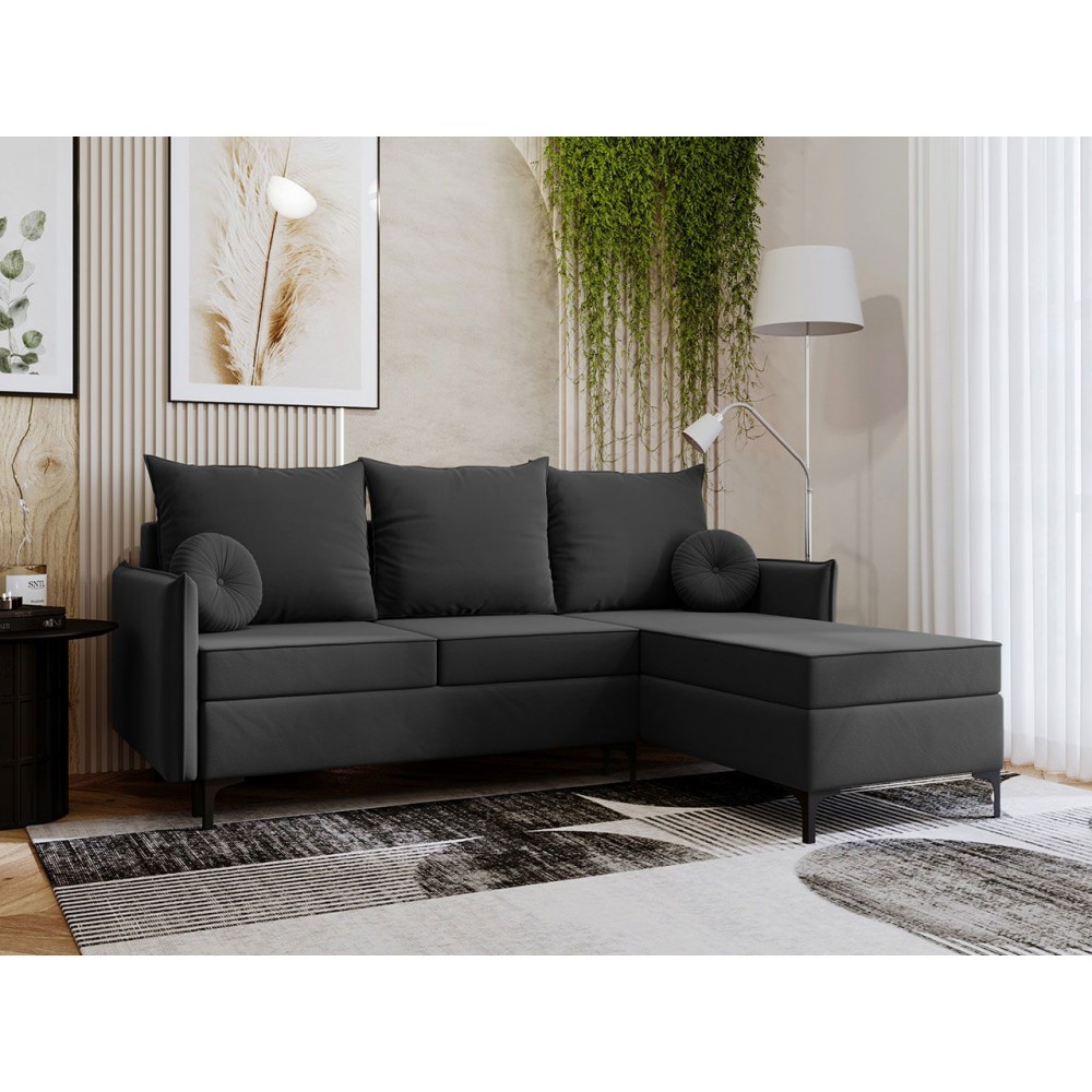 Γωνιακός καναπές Leon L-Gkri Skouro-Δεξιά