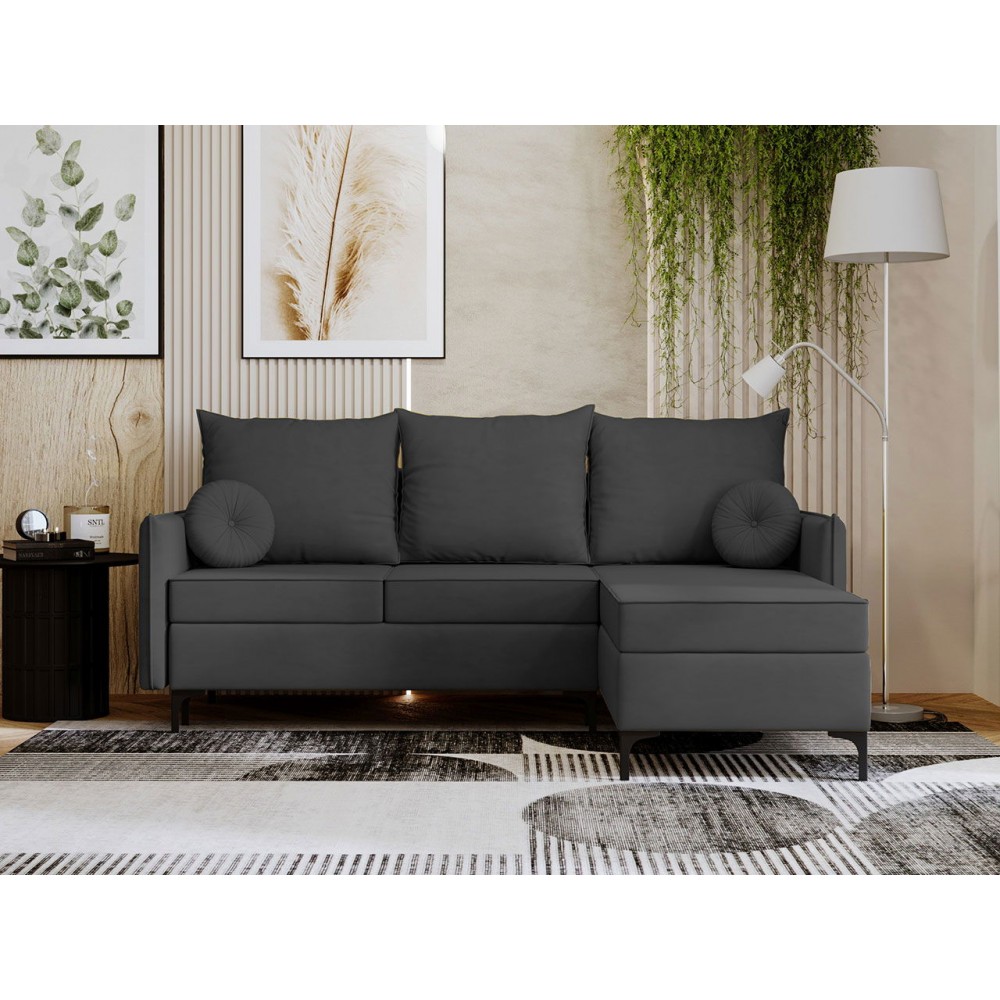 Γωνιακός καναπές Leon L-Gkri Skouro-Δεξιά