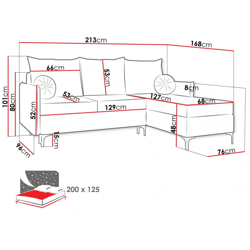 Γωνιακός καναπές Leon L-Mple-Δεξιά
