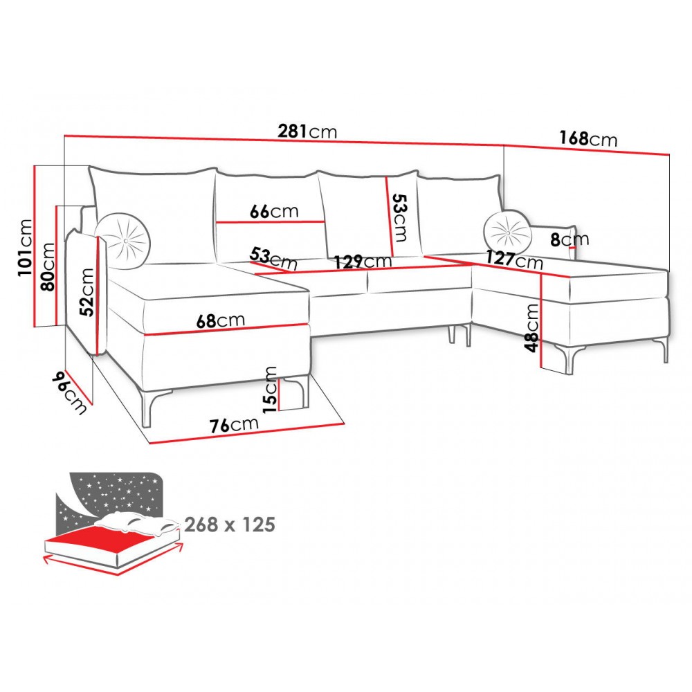 Γωνιακός καναπές Leon U-Kitrino