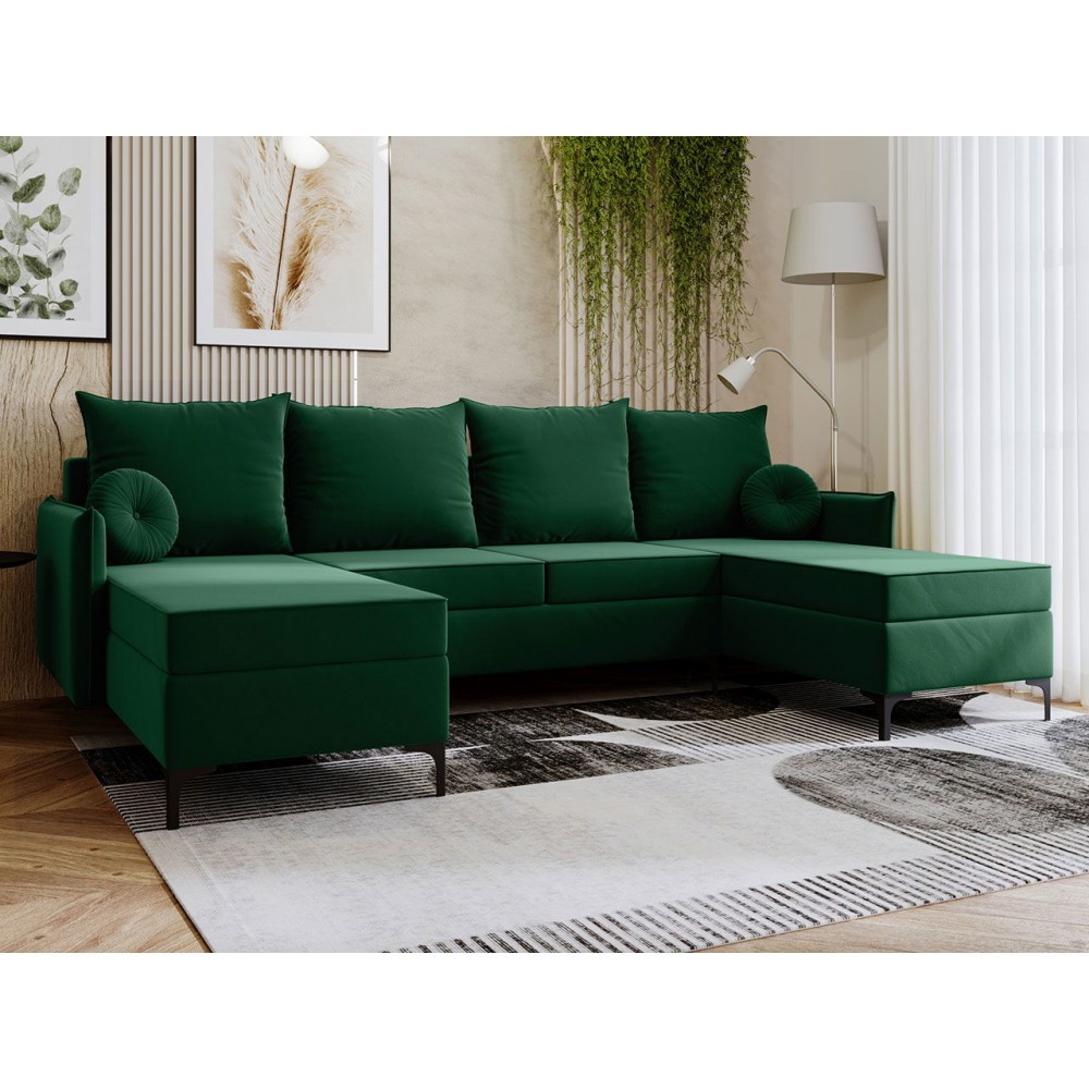 Γωνιακός καναπές Leon U-Prasino