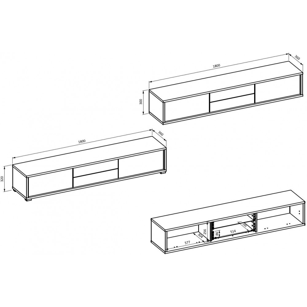 Έπιπλο τηλεόρασης Jennifer 2F2D-Anthraki - Fusiko