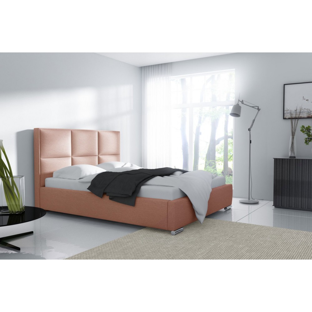 Επενδυμένο κρεβάτι Madelyn-Peach-160 x 200