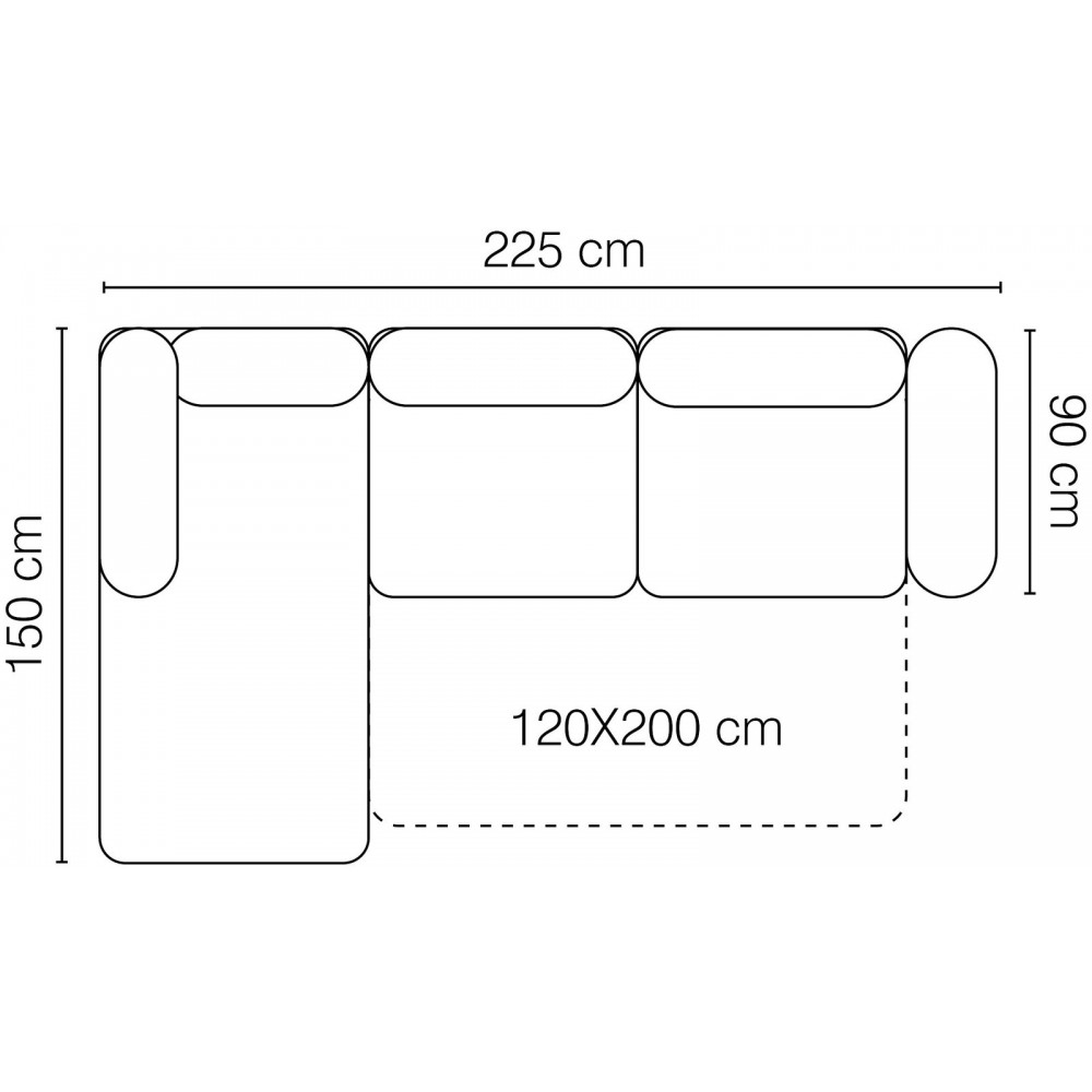 Γωνιακός καναπές Russell S 225x154x90