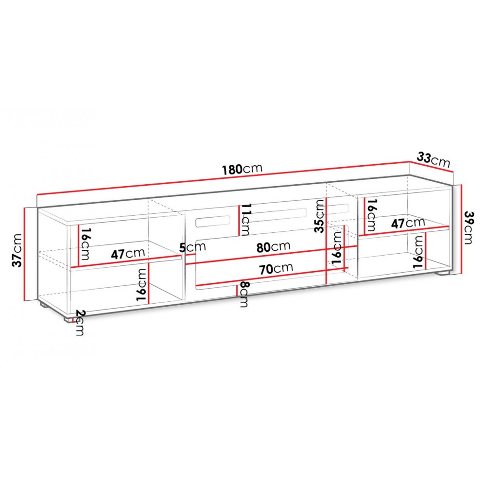 Έπιπλο τηλεόρασης Polo-Leuko-Μήκος: 180 εκ.