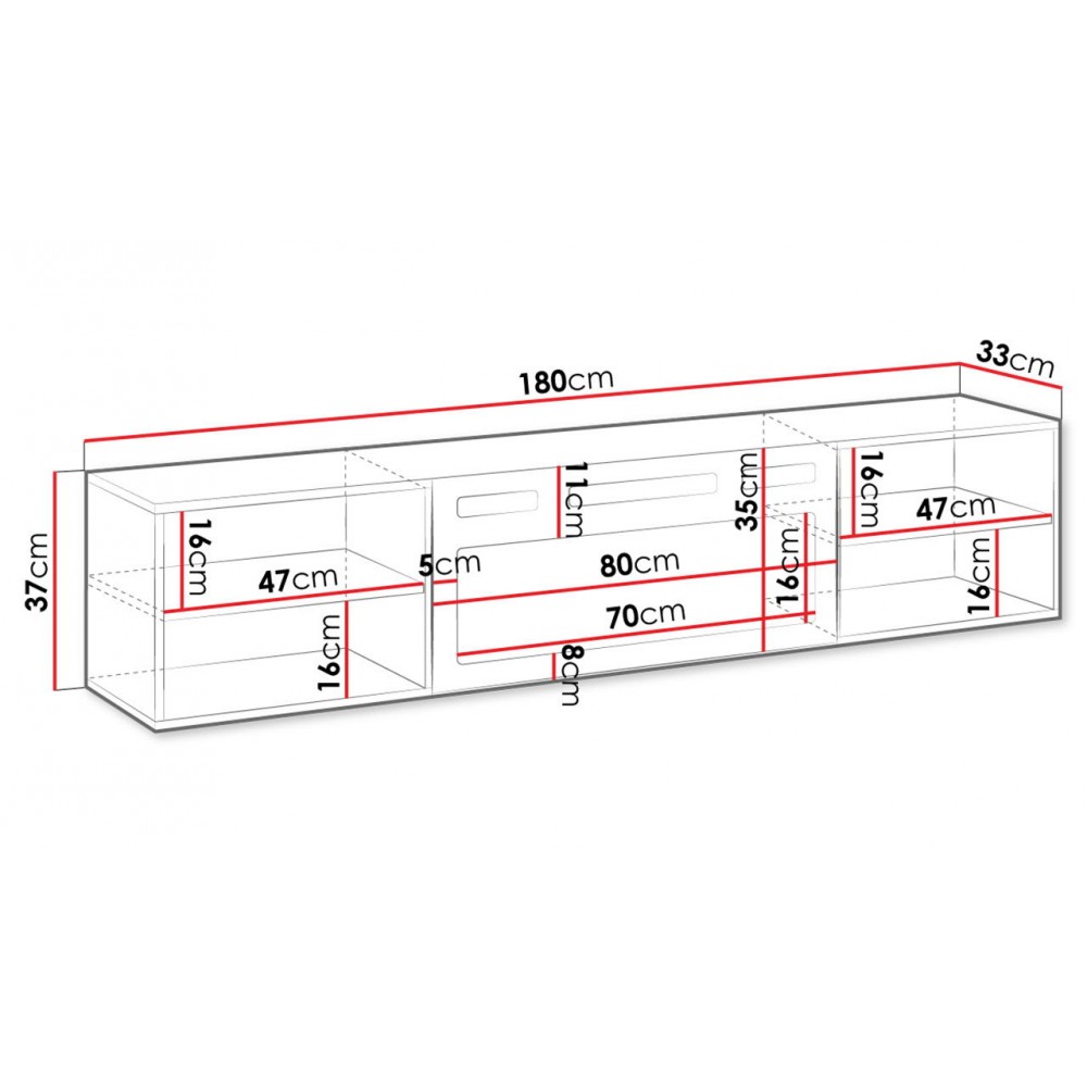 Έπιπλο τηλεόρασης Polo-Leuko-Μήκος: 180 εκ.