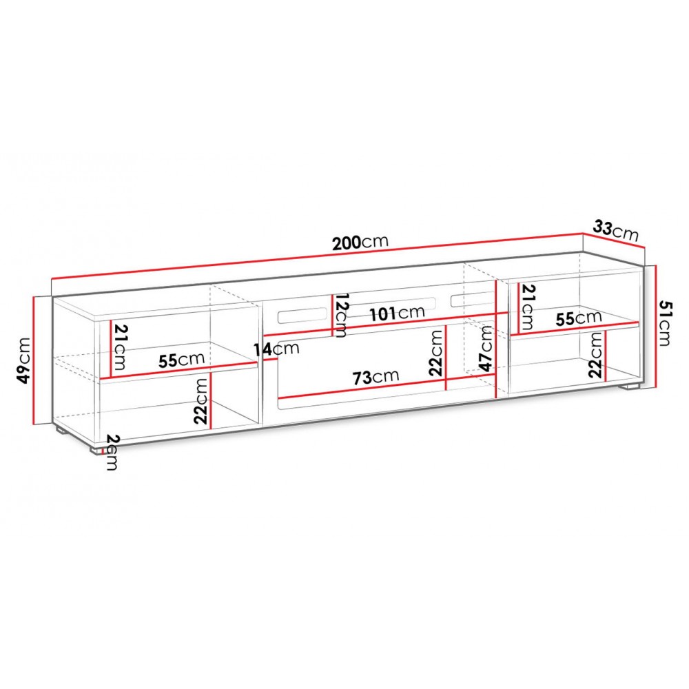 Έπιπλο τηλεόρασης Polo-Mauro-Μήκος: 200 εκ.