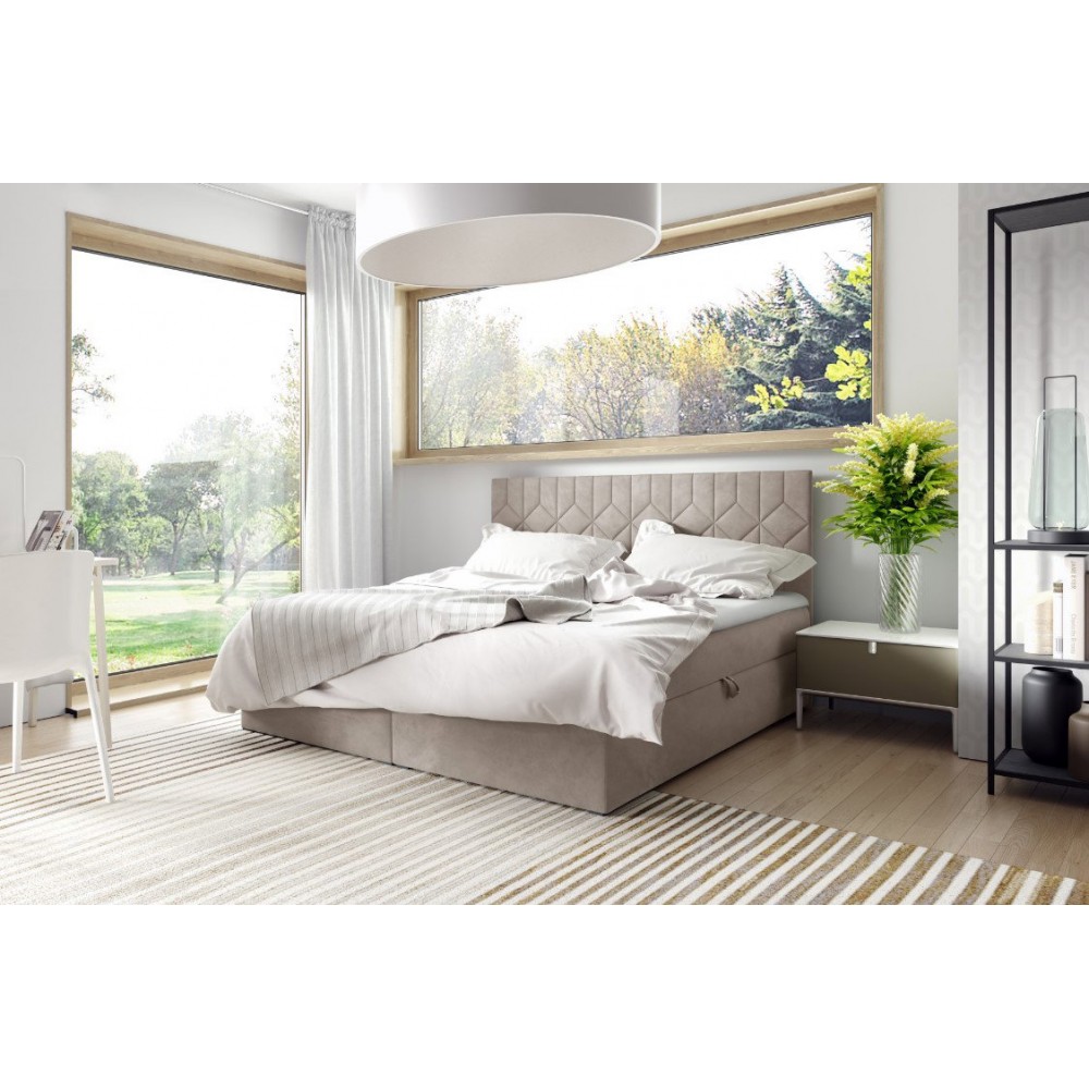 Επενδυμένο κρεβάτι Box 5-Mpez-140 x 200 144x208x103
