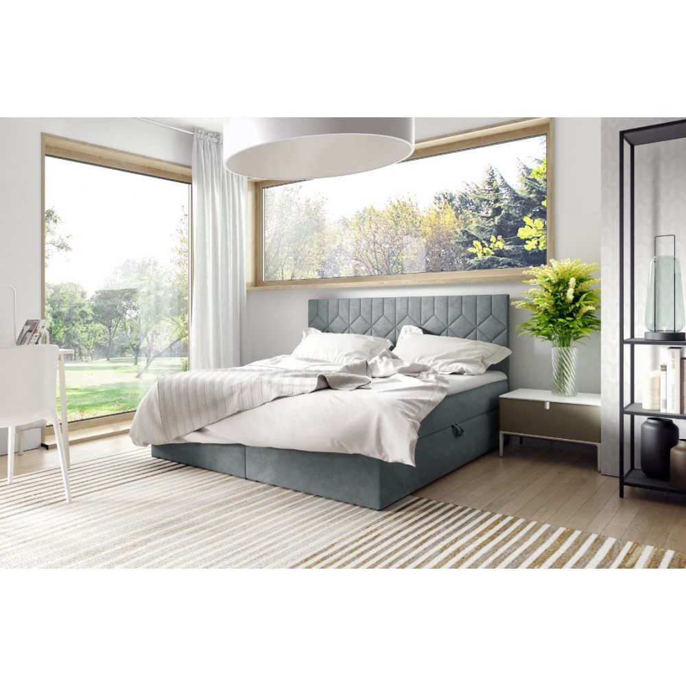 Επενδυμένο κρεβάτι Box 5-Gkri-160 x 200 204x208x103