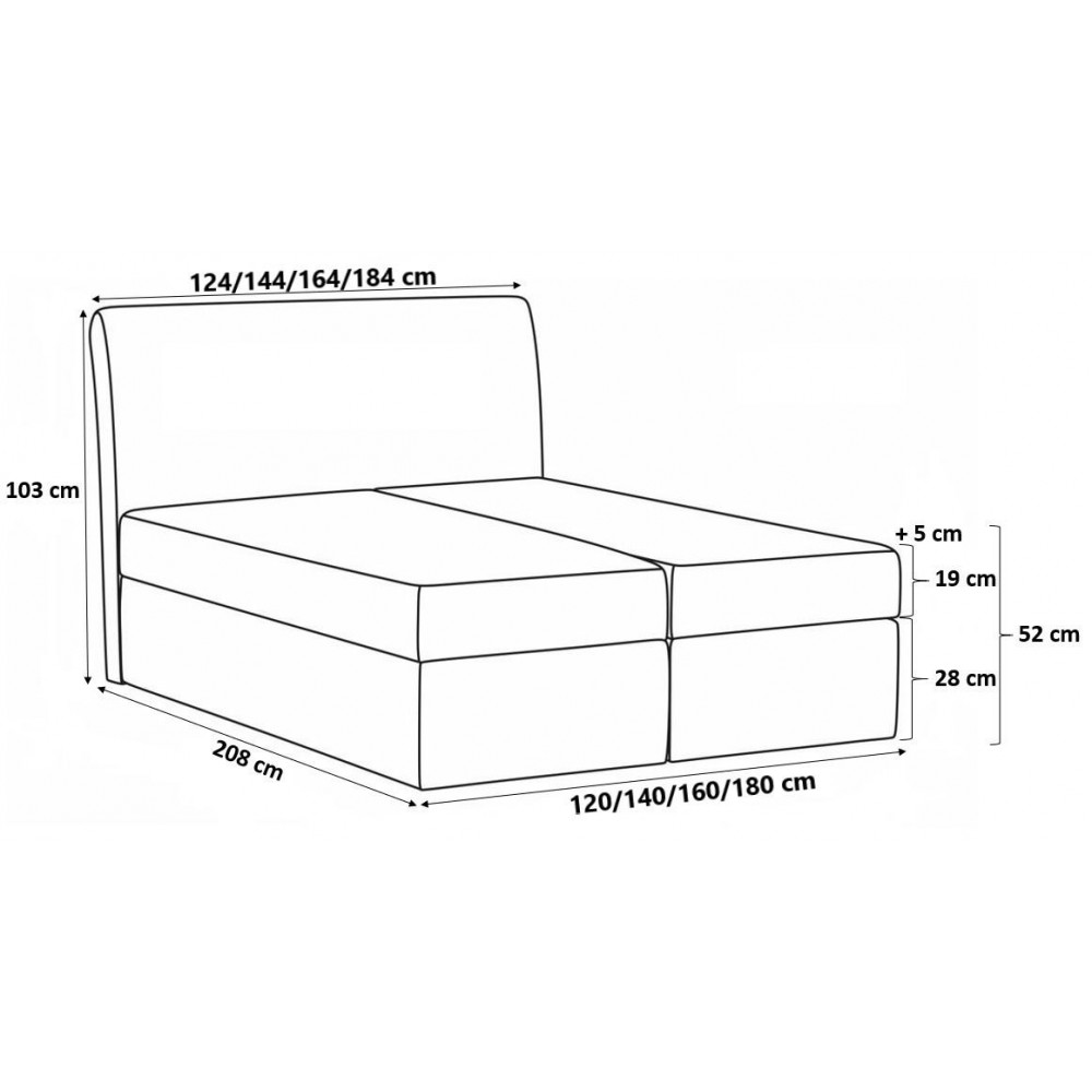 Επενδυμένο κρεβάτι Box 5 204x208x103