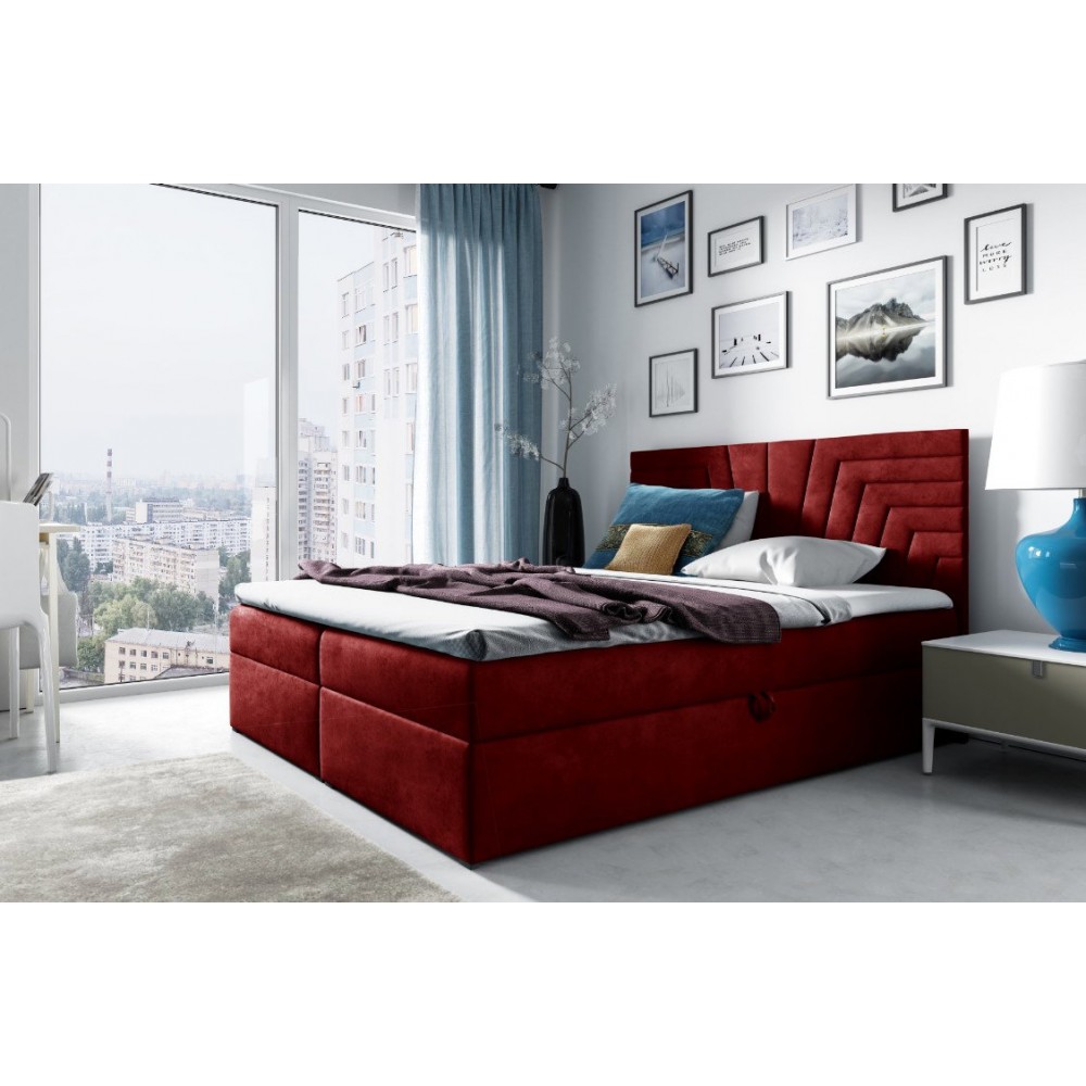 Επενδυμένο κρεβάτι Box 4-Kokkino-180 x 200 184x208x103