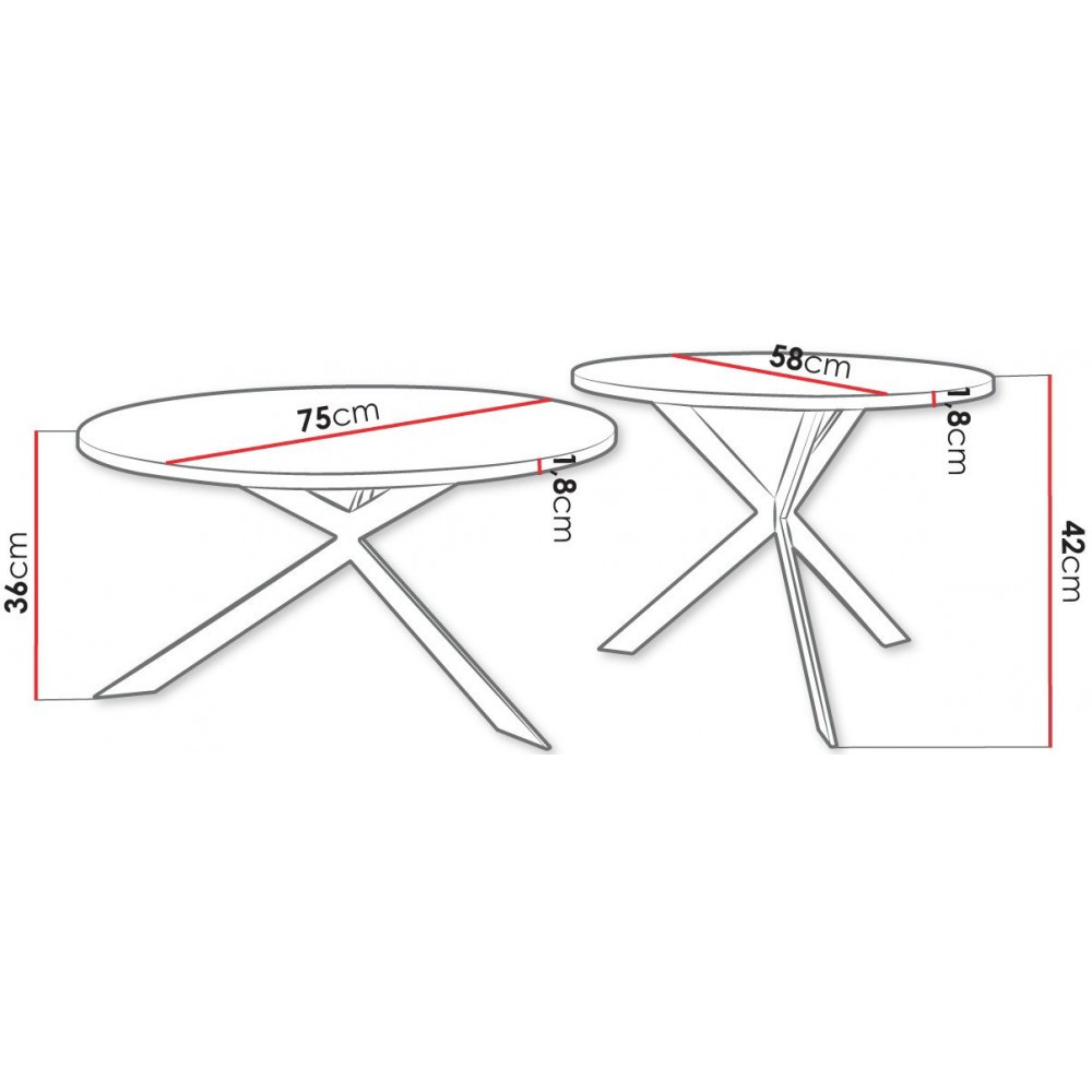 Σετ Τραπεζάκια σαλονιού Libre 75x75x36