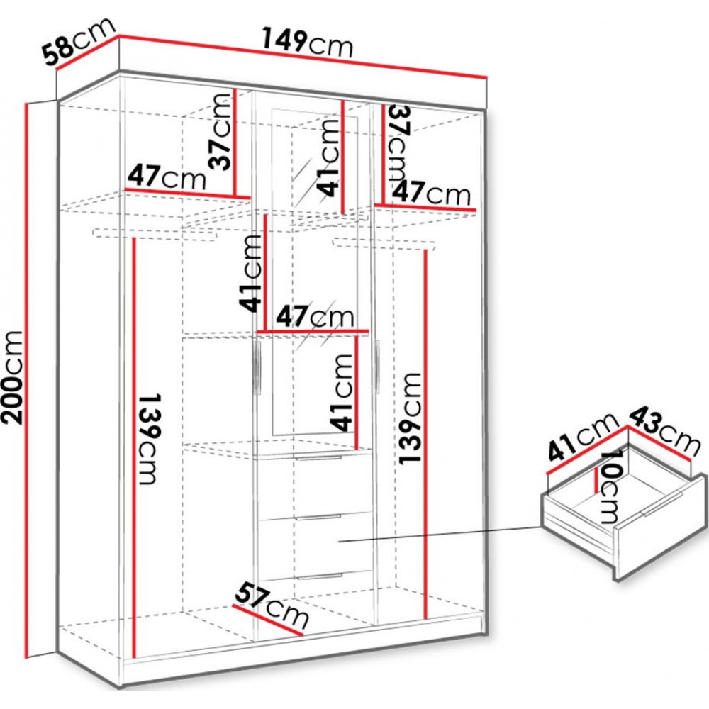 Ντουλάπα Lati D3 Τρίφυλλη