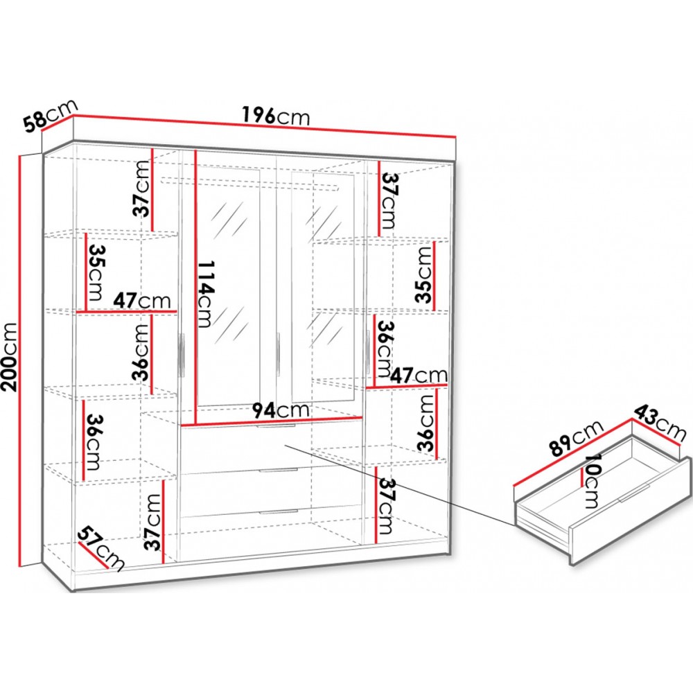Ντουλάπα Lati D4 Τετράφυλλη