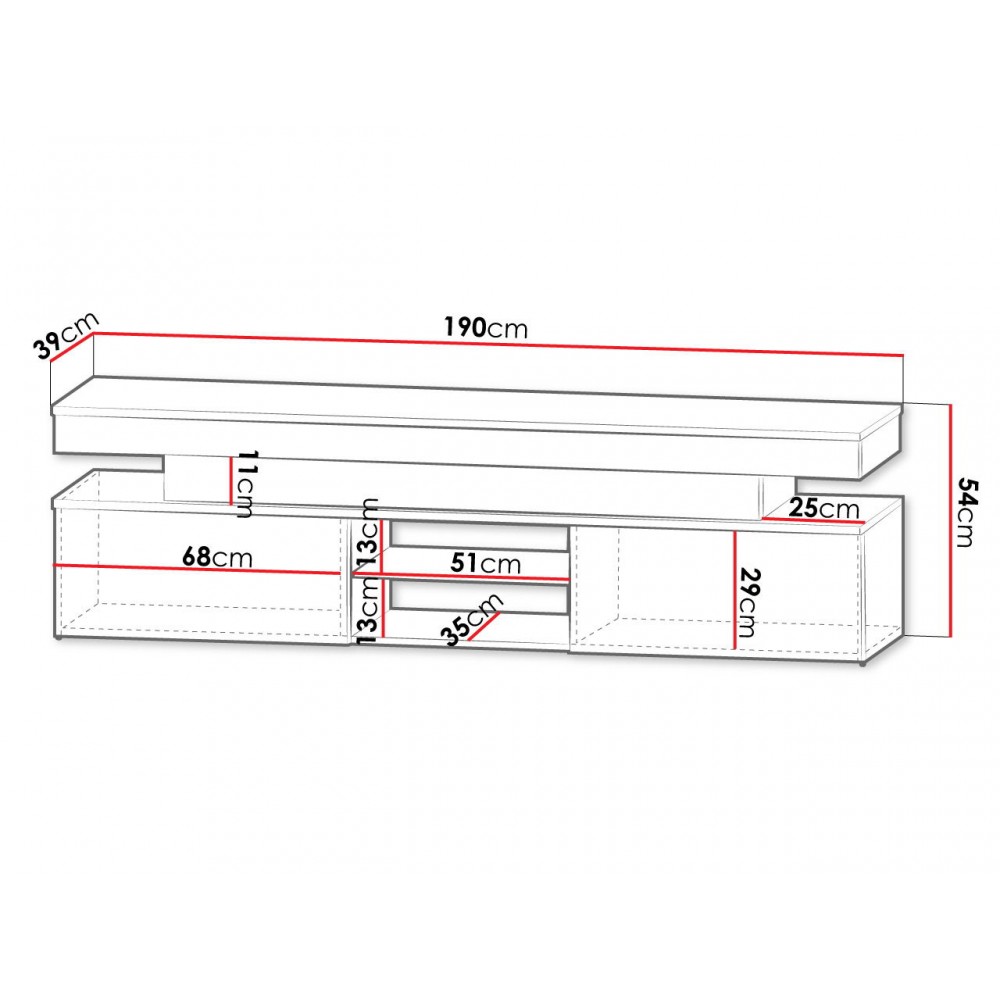 Έπιπλο τηλεόρασης Glossa 2D 190 με LED