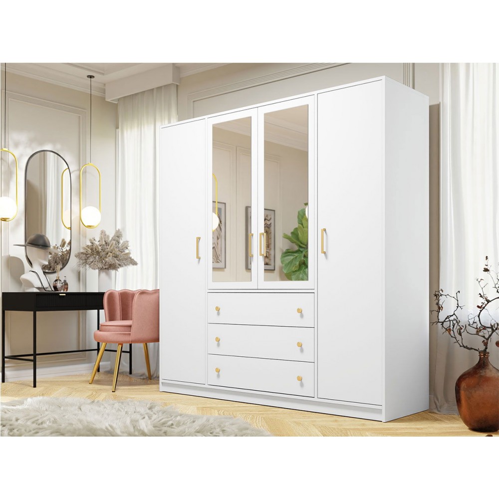 Ντουλάπα Retro D4 Lux τετράφυλλη-Leuko