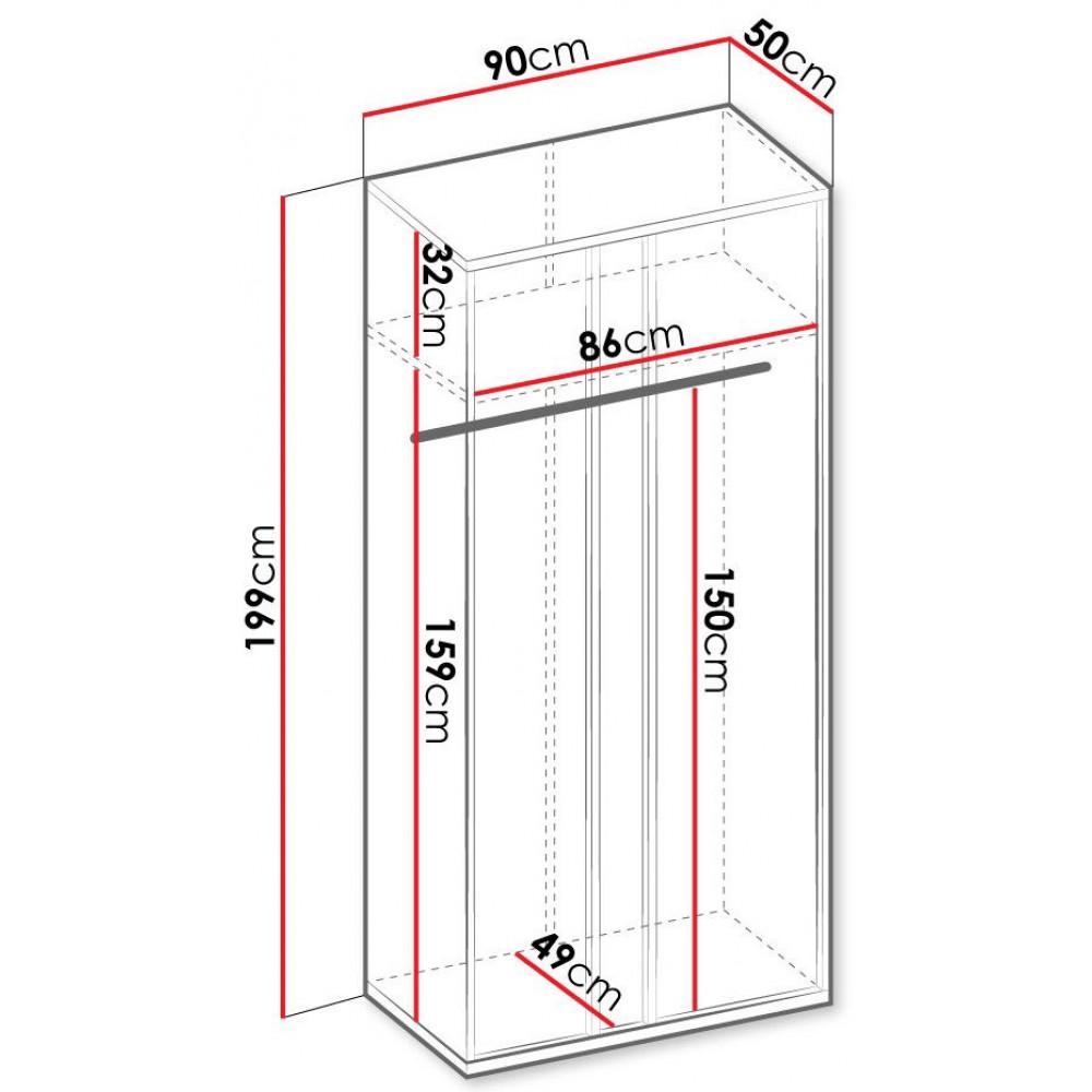 Ντουλάπα Imola 2D Δίφυλλη
