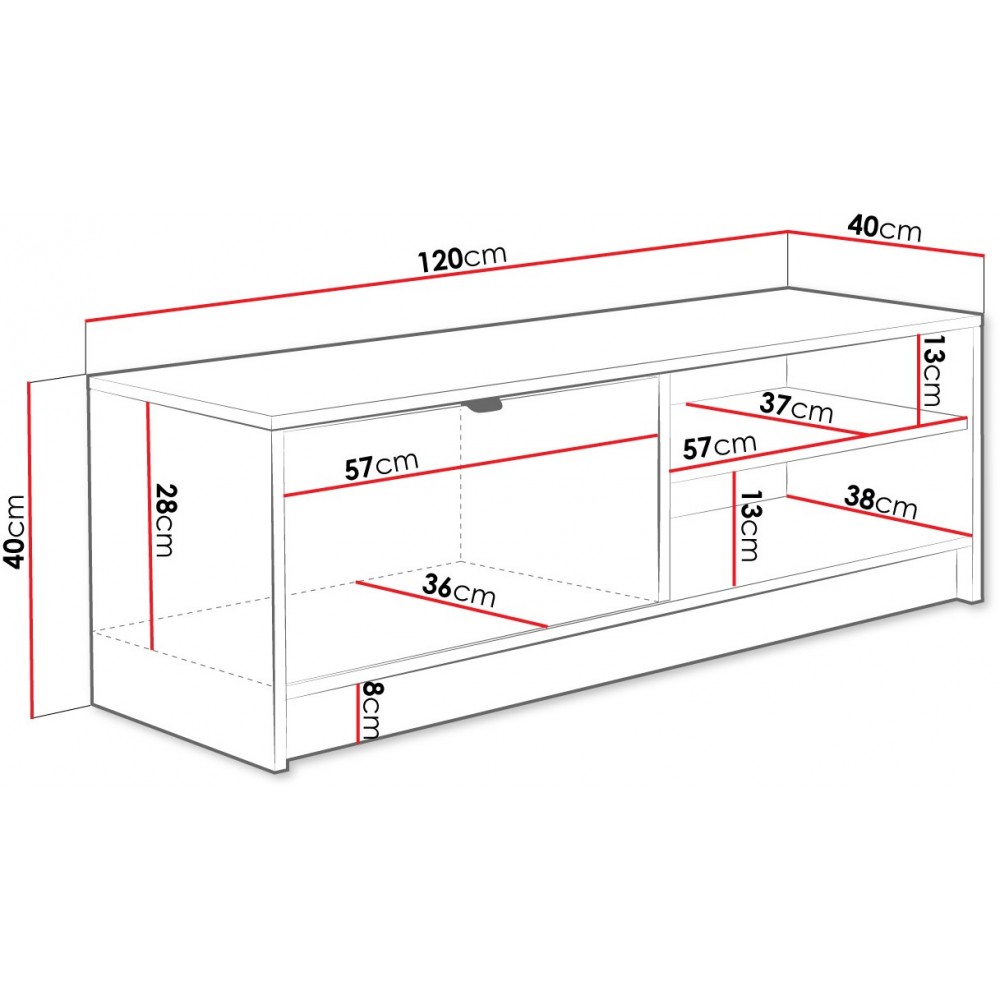 Έπιπλο τηλεόρασης Tireno 1K-Leuko