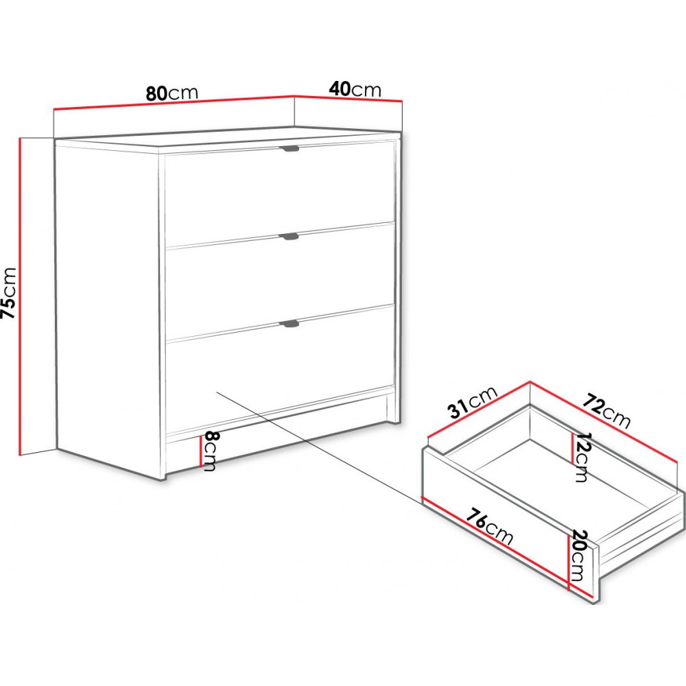 Συρταριέρα Tireno 3SZ-Leuko