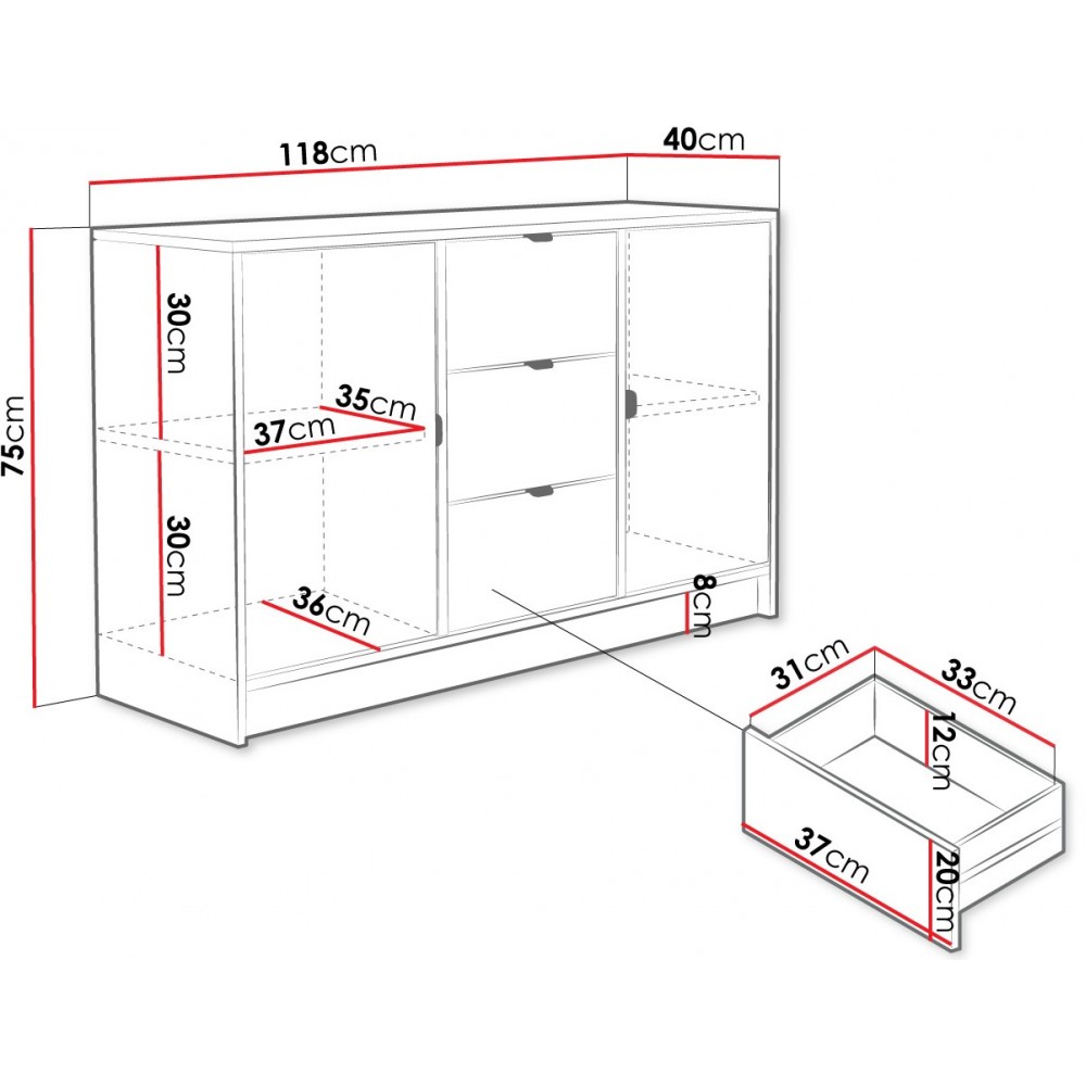 Συρταριέρα Tireno 2D3SZ-Leuko