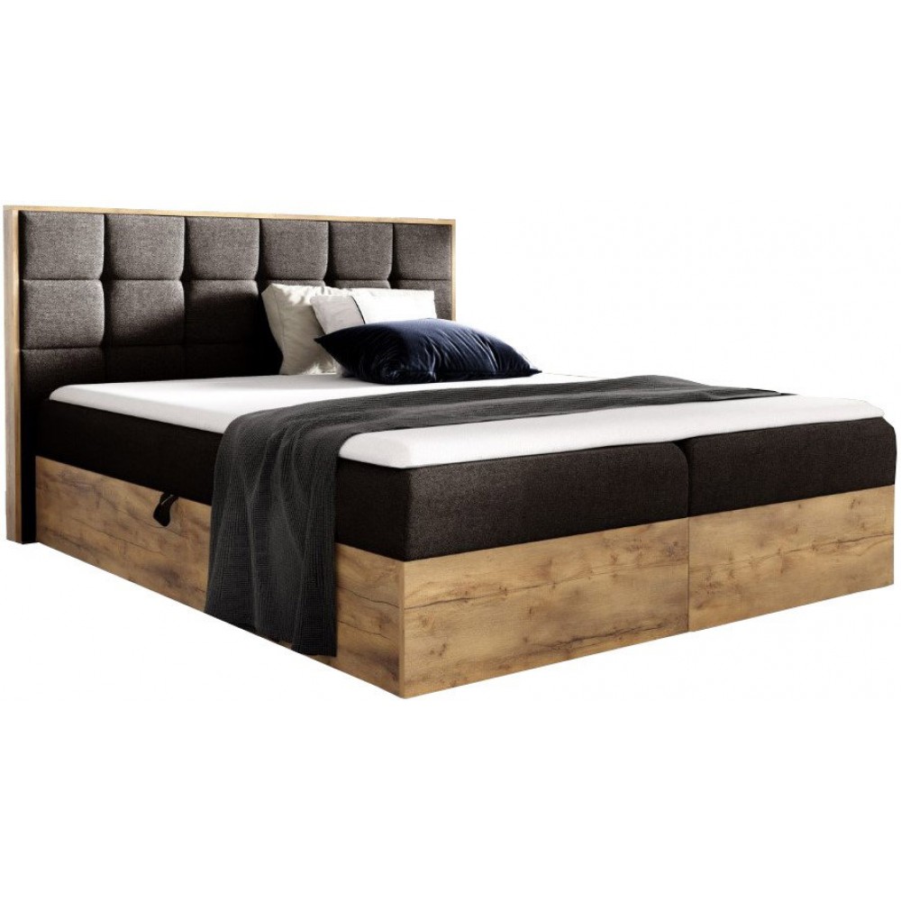 Επενδυμένο κρεβάτι Wood 1-120 x 200-Mauro 124x208x103