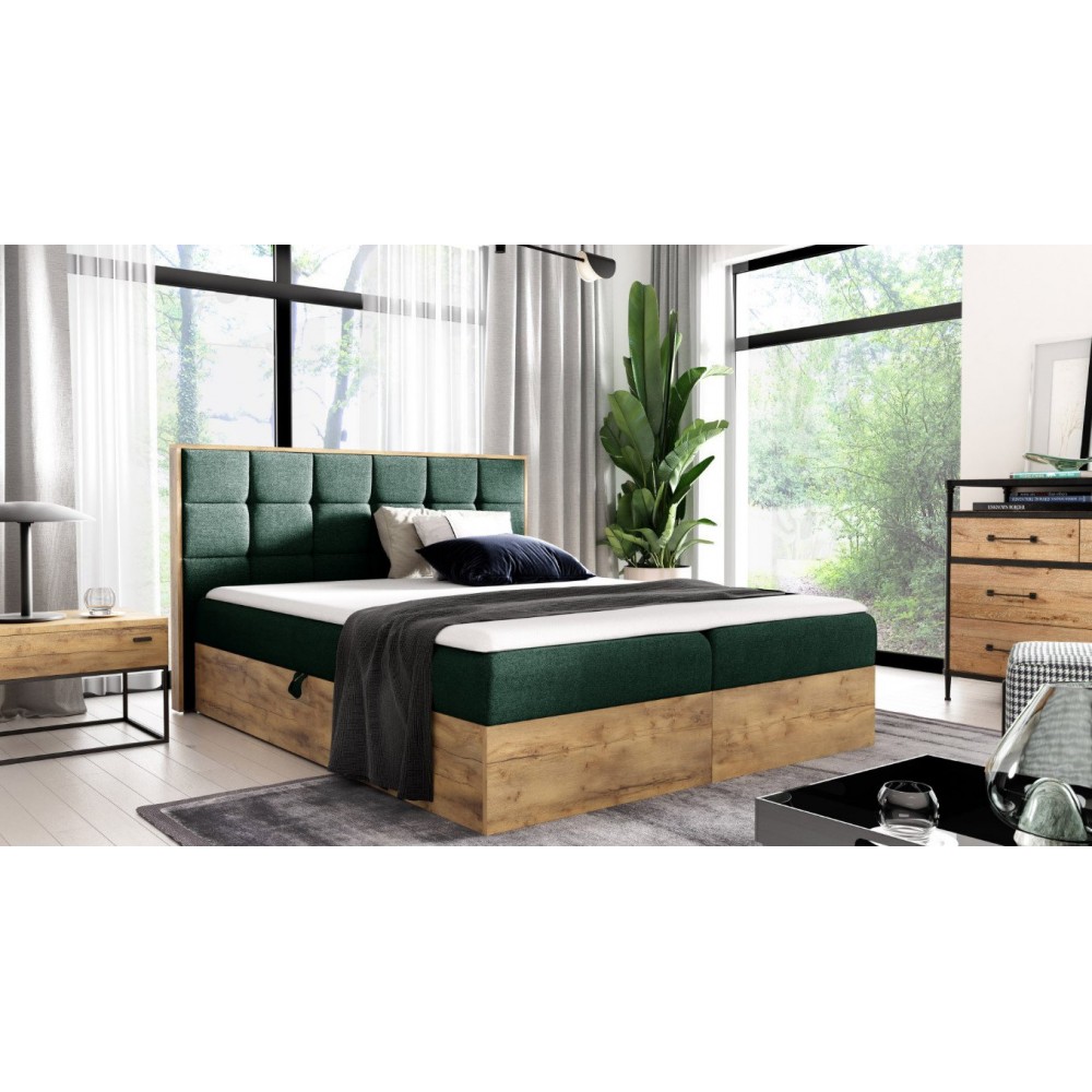 Επενδυμένο κρεβάτι Wood 1-140 x 200-Prasino 144x208x103