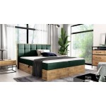 Επενδυμένο κρεβάτι Wood 1-140 x 200-Prasino 144x208x103
