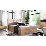 Επενδυμένο κρεβάτι Wood 1-160 x 200-Roz 164x208x103
