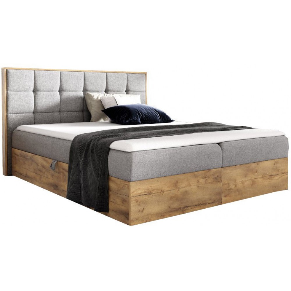 Επενδυμένο κρεβάτι Wood 1-180 x 200-Gkri 184x208x103
