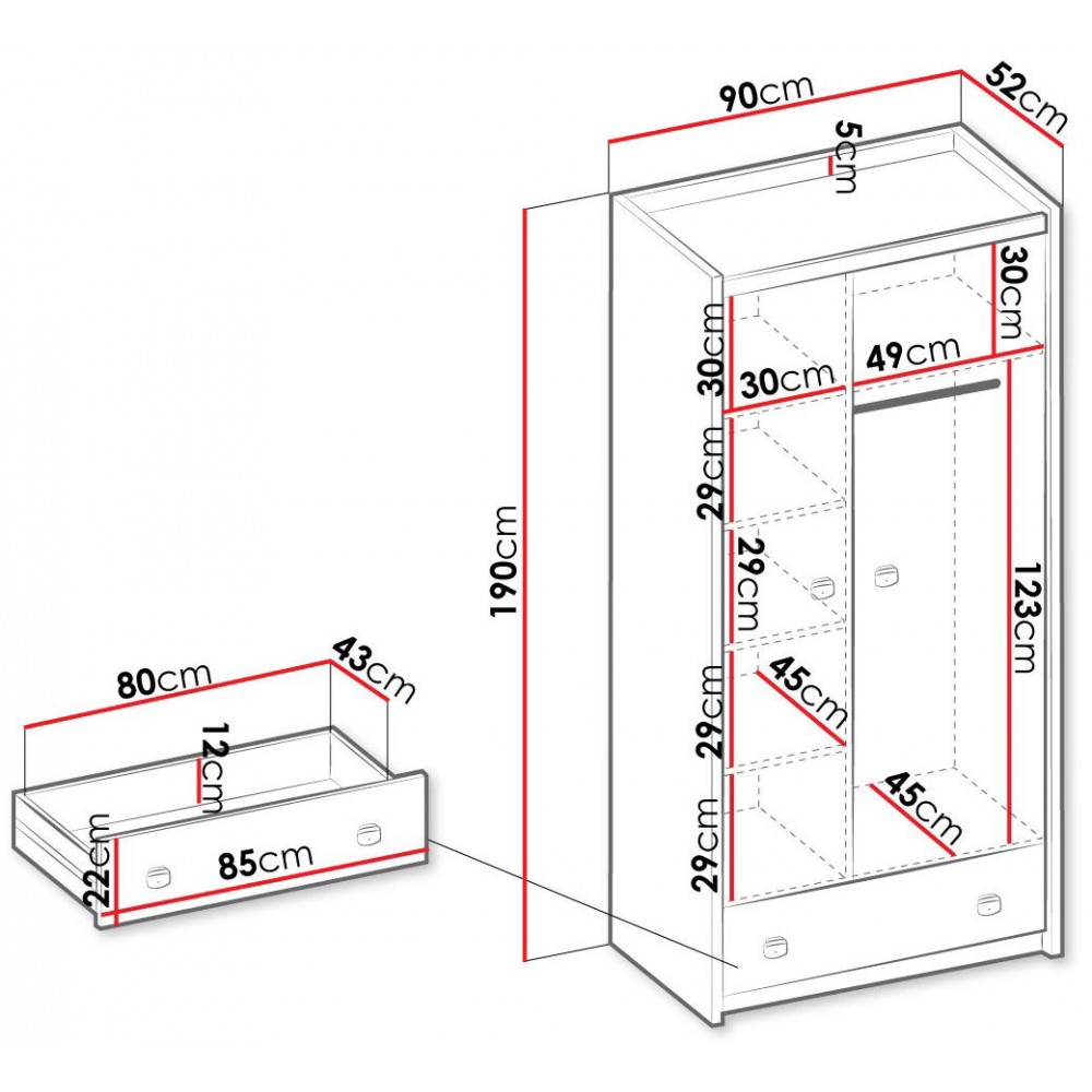 Ντουλάπα Fargo 2D1S Δίφυλλη