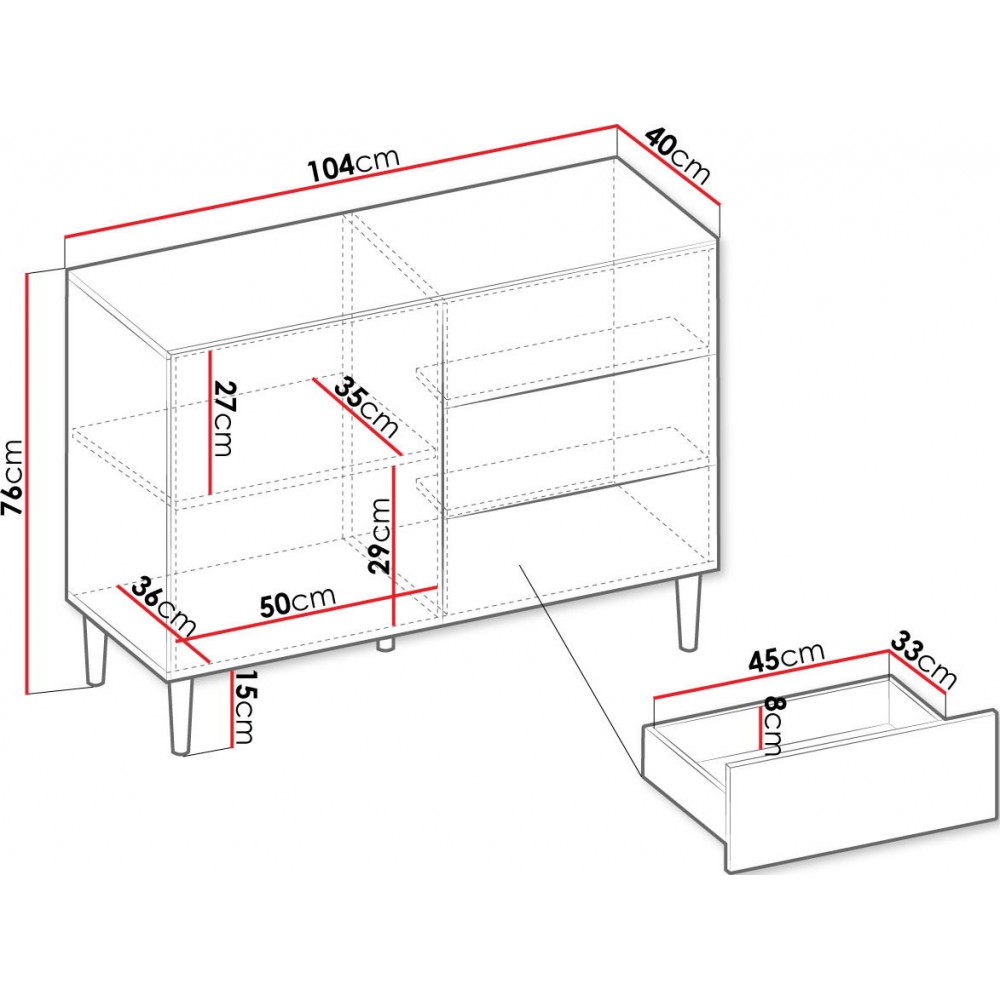 Μπουφές Nakomo 1D3SZ-Leuko