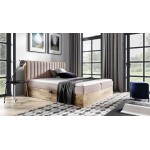 Επενδυμένο κρεβάτι Wood 4-Roz-160 x 200 168x208x103