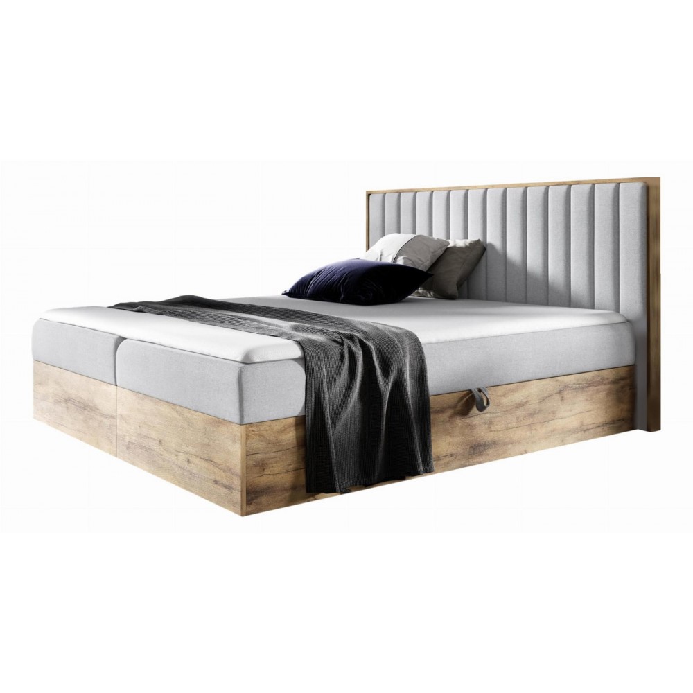 Επενδυμένο κρεβάτι Wood 4-Gkri Anoixto-180 x 200 188x208x103