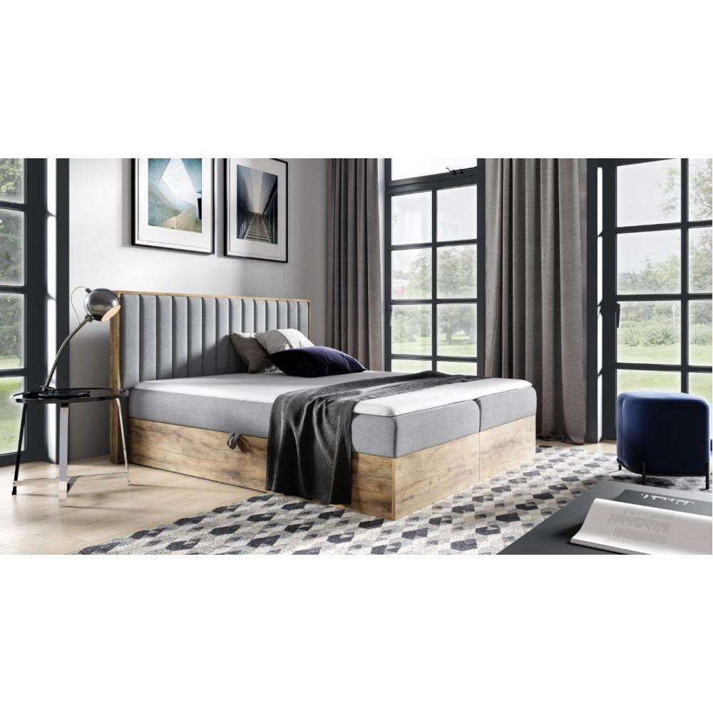 Επενδυμένο κρεβάτι Wood 4-Gkri-160 x 200 168x208x103
