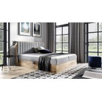Επενδυμένο κρεβάτι Wood 4-Gkri-160 x 200 168x208x103
