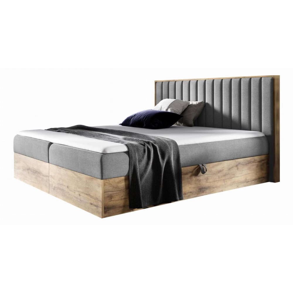 Επενδυμένο κρεβάτι Wood 4-Gkri-160 x 200 168x208x103