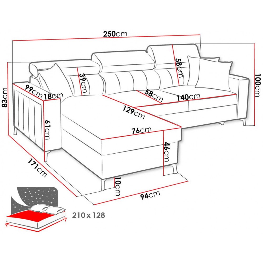Γωνιακός καναπές Baltico I Mini-Αριστερή-Somon