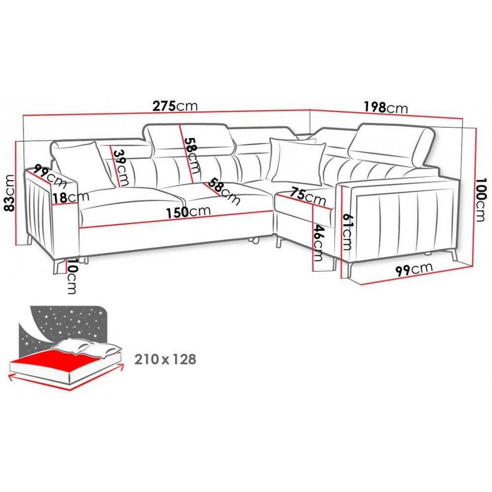 Γωνιακός καναπές Baltico II-Δεξιά-Somon